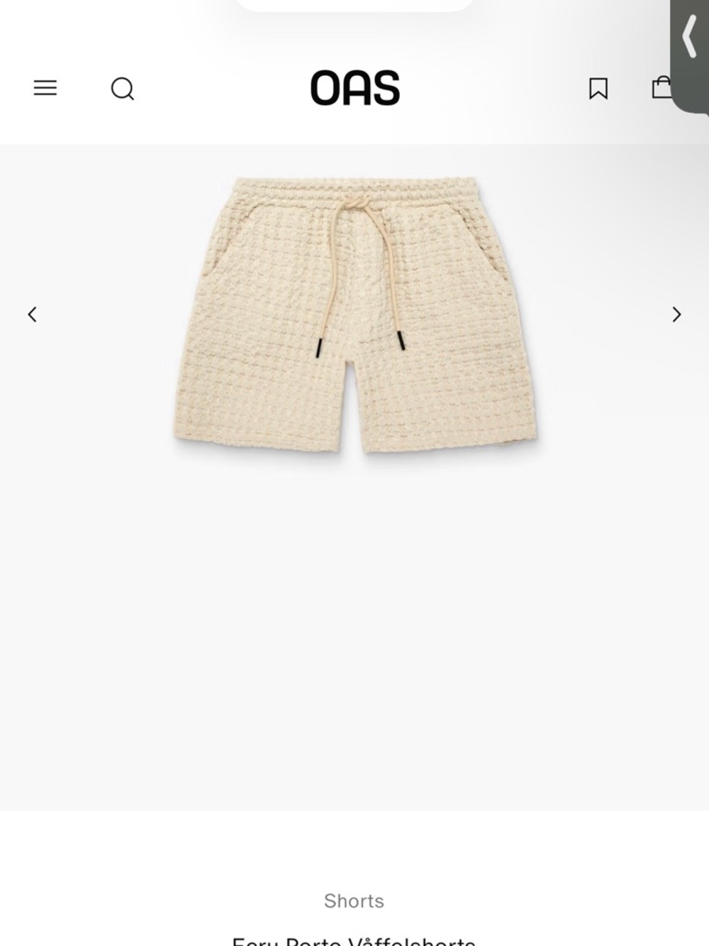 OAS Men's Cream Waffle-Knit Drawcord Shorts